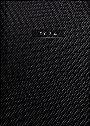 rido/idé Tageskalender „Carbon“ Modell Chefplaner 2024 1 Seite = 1 Tag Blattgröße 14,5 x 20,6 cm schwarz von rido/idé