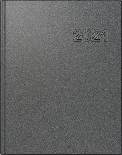 rido/idé Tageskalender Modell Chefplaner 2024 1 Seite = 1 Tag Blattgröße 14,5 x 20,6 cm grau von rido/idé