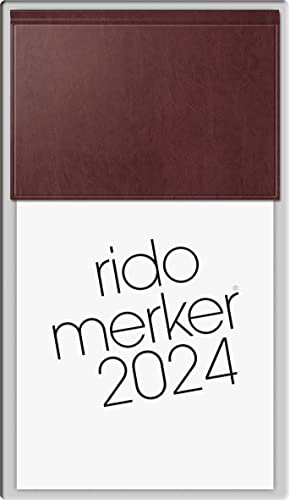 rido/idé Tageskalender Modell Merker 2024 1 Seite = 1 Tag Blattgröße 10,8 x 20,1 cm dunkelrot von rido/idé