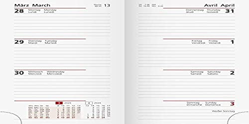 rido/idé Wochen-Ersatzkalendarium Modell Taschenplaner int. 2024 2 Seiten = 1 Woche Blattgröße 8,7 x 15,3 cm weiß von rido/idé