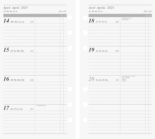 rido/idé Wochenkalendarium Timeplaner action (2025), 2 Seiten = 1 Woche, 93 × 172 mm, 112 Seiten von rido/idé