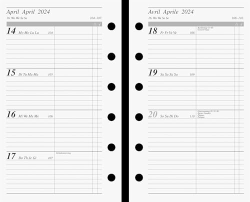 rido/idé Wochenkalendarium Timeplaner fun 2024 2 Seiten = 1 Woche Blattgröße 7,6 x 12,7 cm weiß von rido/idé