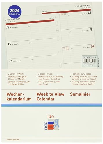 rido/idé Wochenkalendarium Timing 1 2024 2 Seiten = 1 Woche A5 weiß von rido/idé