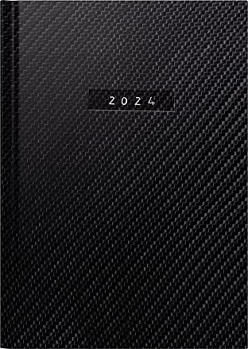 rido/idé Wochenkalender „Carbon“ Modell futura 2 2024 2 Seiten = 1 Woche Blattgröße 14,8 x 20,8 cm schwarz von rido/idé