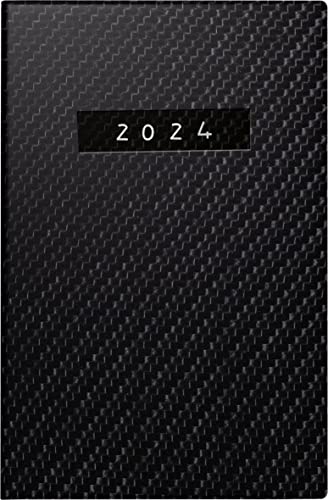 rido/idé Wochenkalender „Carbon“ Modell partner/Industrie I 2024 2 Seiten = 1 Woche Blattgröße 7,2 x 11,2 cm schwarz von rido/idé