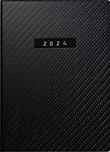 rido/idé Wochenkalender „Carbon“ Modell perfect/Technik I 2024 2 Seiten = 1 Woche Blattgröße 10 x 14 cm schwarz von rido/idé