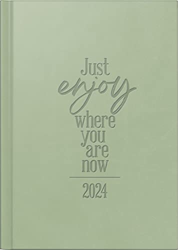 rido/idé Wochenkalender „Just Enjoy“ Modell futura 2 2024 2 Seiten = 1 Woche Blattgröße 14,8 x 20,8 cm grün von rido/idé