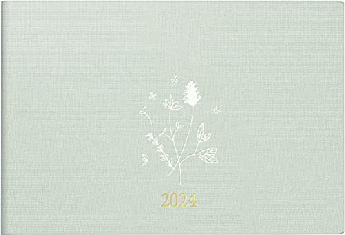rido/idé Wochenkalender „Wild Flowers“ Modell Septimus 2024 2 Seiten = 1 Woche quer Blattgröße 15,2 x 10,2 cm türkis von rido/idé