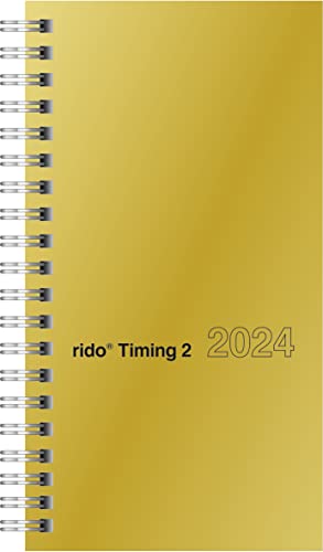 rido/idé Wochenkalender Modell Timing 2 2024 2 Seiten = 1 Woche Blattgröße 9,3 x 17,2 cm goldfarben von rido/idé