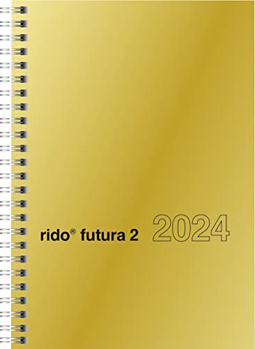 rido/idé Wochenkalender Modell futura 2 2024 2 Seiten = 1 Woche Blattgröße 14,8 x 20,8 cm goldfarben von rido/idé