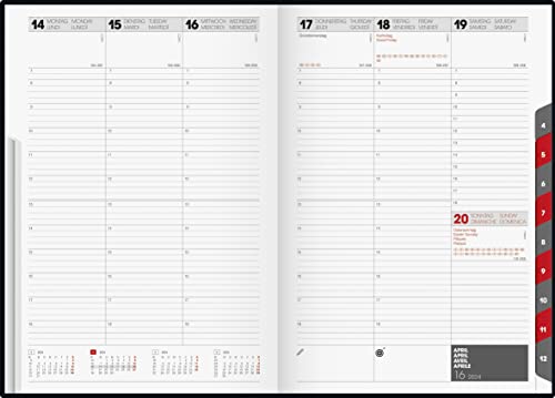 rido/idé Wochenkalender Modell studioplan int. 2024 2 Seiten = 1 Woche Blattgröße 16,8 x 24 cm grau von rido/idé