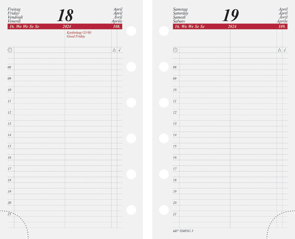 rido idé Kalender-Einlage , Tageskalendarium,  2024 von rido idé
