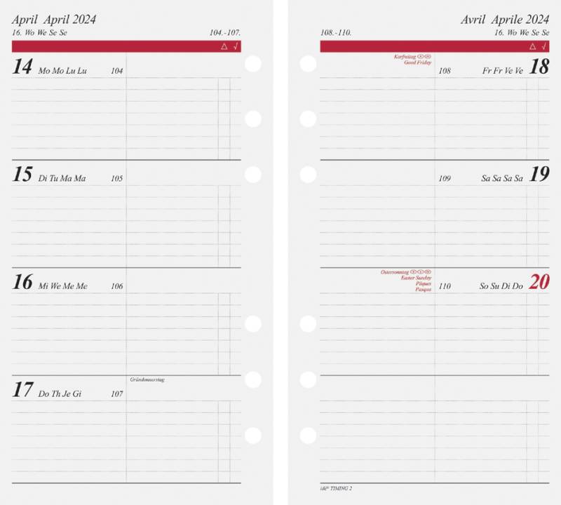 rido idé Kalender-Einlage , Wochenkalendarium I, , 2024 von rido idé