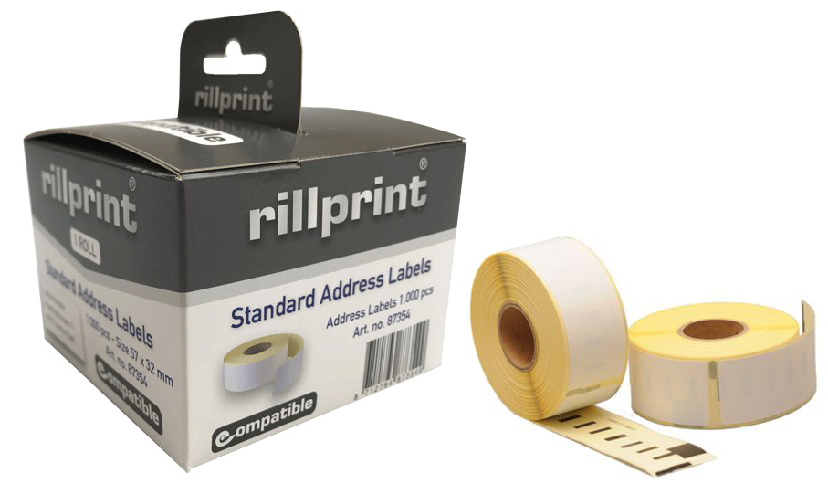 rillprint Rollenetiketten, 54 x 25 mm, weiß, permanent von rillprint