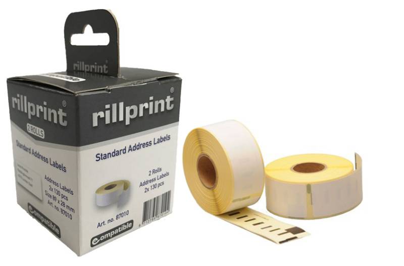 rillprint Rollenetiketten, 89 x 28 mm, weiß, 12 Rollen von rillprint