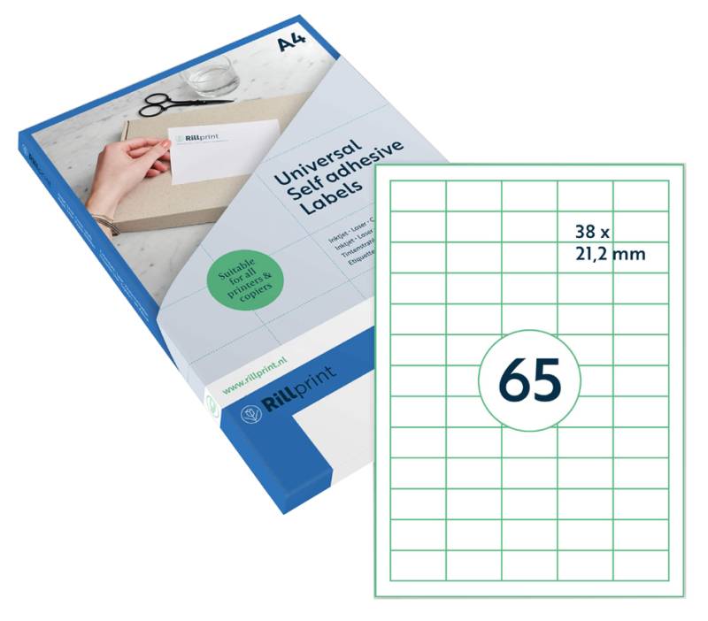 rillprint Universal-Etiketten, 52,5 x 21,2 mm, weiß von rillprint