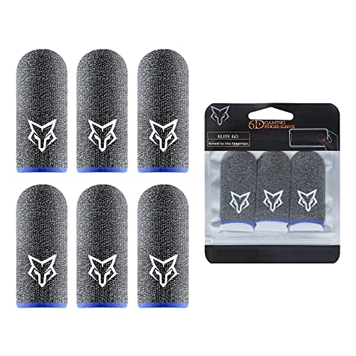 Extended Edition, 6D Gaming-Fingerhülsen, mobiles Spiel-Fingerhüllen, 6 Stück, hochleitfähig, 100% Silberfaden, langlebiges 24-Nadelgewebe (blau) von rinsfox