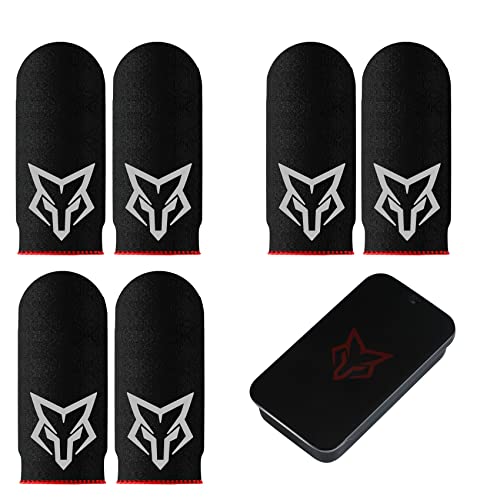 Handy-Game-Fingerhüllen [6 Stück], Anti-Schweiß, atmungsaktiv, Gaming-Hülle, Daumen-Fingerhandschuhe, Abdeckung für League of Legend, PUBG, Rules of Survival, Knives Out (Schwarz [Kohlefaser]) von rinsfox