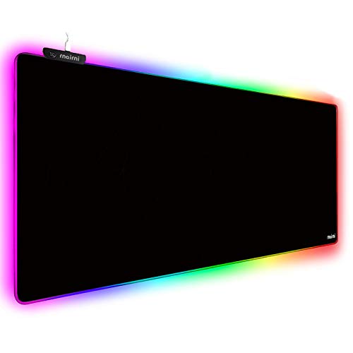 Extended Gaming Mauspad RGB Mousepad 800x300x4mm XXL Gaming Mauspad groß mit 17 Beleuchtungs Modi 7 LED Farben Wasserdicht Anti Rutsch für Computer PC Professionelle Gamer，Schwarz von rnairni