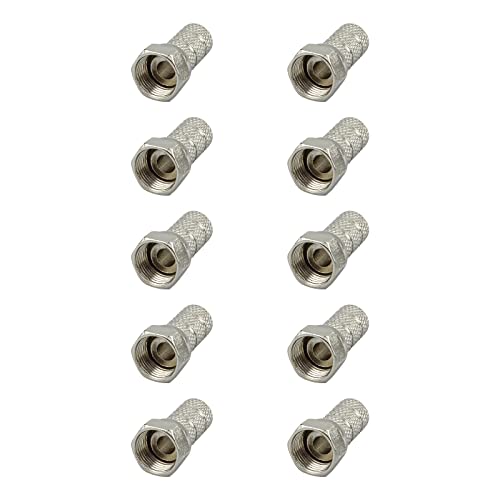 rocabo F-Stecker 5,2mm mit großer Mutter (10 Stück) - für Koxial- und SAT-Kabel - werkzeugloses Aufdrehen möglich - silber von rocabo