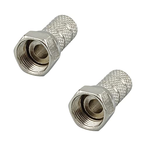 rocabo F-Stecker 5,2mm mit großer Mutter (2 Stück) - für Koxial- und SAT-Kabel - werkzeugloses Aufdrehen möglich - silber von rocabo