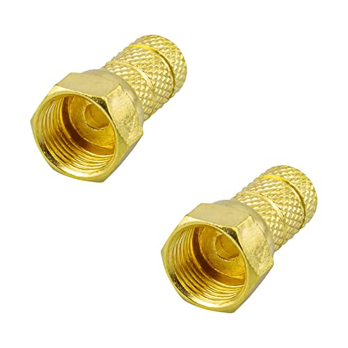 rocabo F-Stecker 5,2mm vergoldet mit großer Mutter (2 Stück) - für Koxial- und SAT-Kabel - werkzeugloses Aufdrehen möglich - gold von rocabo