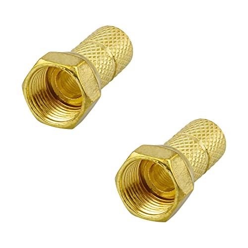 rocabo F-Stecker 6,5mm vergoldet mit großer Mutter (2 Stück) - für Koxial- und SAT-Kabel - werkzeugloses Aufdrehen möglich - gold von rocabo