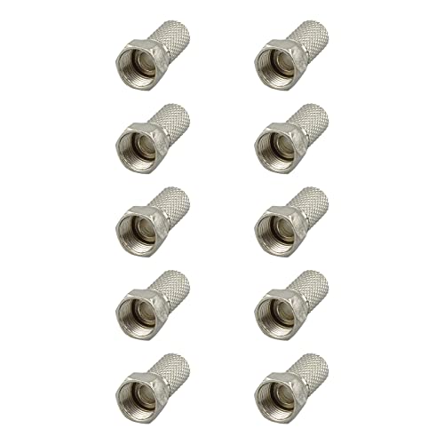 rocabo F-Stecker 6,7mm mit großer Mutter (10 Stück) - für Koxial- und SAT-Kabel - werkzeugloses Aufdrehen möglich - silber von rocabo