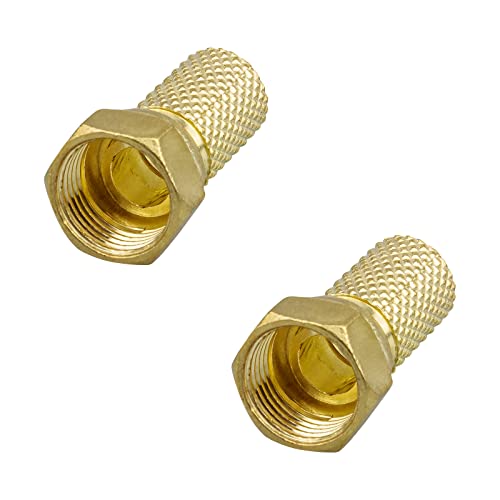 rocabo F-Stecker 6,7mm vergoldet mit großer Mutter (2 Stück) - für Koxial- und SAT-Kabel - werkzeugloses Aufdrehen möglich - gold von rocabo