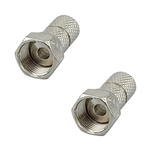 rocabo F-Stecker 6mm mit großer Mutter (2 Stück) - für Koxial- und SAT-Kabel - werkzeugloses Aufdrehen möglich - silber von rocabo