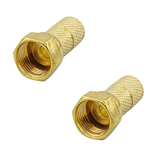 rocabo F-Stecker 6mm vergoldet mit großer Mutter (2 Stück) - für Koxial- und SAT-Kabel - werkzeugloses Aufdrehen möglich - gold von rocabo