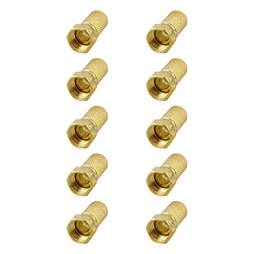 rocabo F-Stecker 7,2mm vergoldet mit großer Mutter (10 Stück) - für Koxial- und SAT-Kabel - werkzeugloses Aufdrehen möglich - gold von rocabo