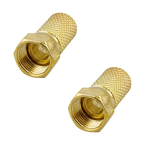 rocabo F-Stecker 7,2mm vergoldet mit großer Mutter (2 Stück) - für Koxial- und SAT-Kabel - werkzeugloses Aufdrehen möglich - gold von rocabo