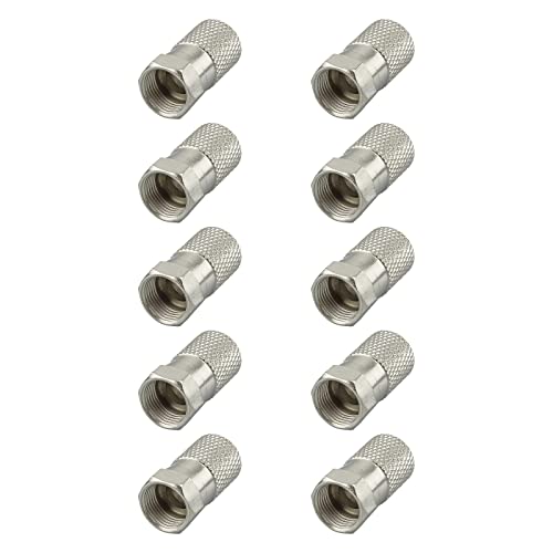 rocabo F-Stecker 7,5mm mit großer Mutter (10 Stück) - für Koxial- und SAT-Kabel - werkzeugloses Aufdrehen möglich - silber von rocabo