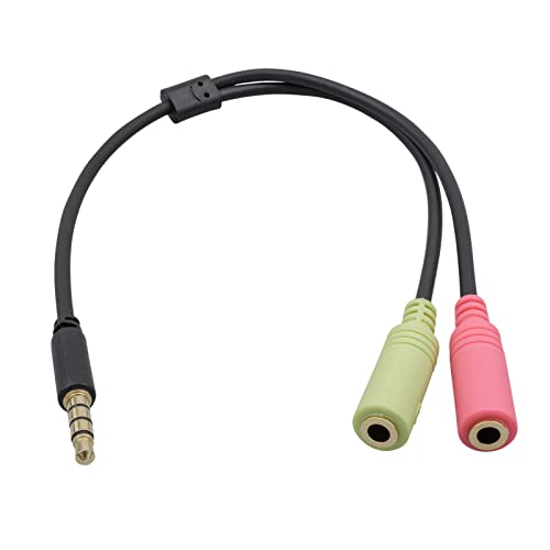 rocabo Headset Adapter 3,5 mm Klinke - 1x Stecker / 2X Buchse - Y Kabel, Stereo, PC, Laptop, Smartphone von rocabo