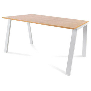 rocada BLANCA höhenverstellbarer Schreibtisch eiche/weiß rechteckig, 4-Fuß-Gestell weiß 140,0 x 80,0 cm von rocada
