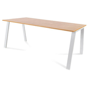 rocada BLANCA höhenverstellbarer Schreibtisch eiche/weiß rechteckig, 4-Fuß-Gestell weiß 180,0 x 80,0 cm von rocada