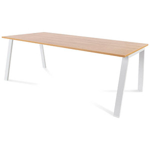 rocada BLANCA höhenverstellbarer Schreibtisch eiche/weiß rechteckig, 4-Fuß-Gestell weiß 200,0 x 100,0 cm von rocada