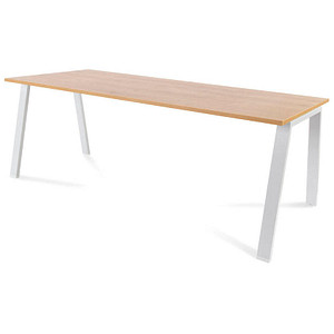 rocada BLANCA höhenverstellbarer Schreibtisch eiche/weiß rechteckig, 4-Fuß-Gestell weiß 200,0 x 80,0 cm von rocada