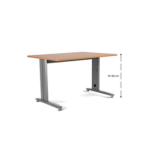 rocada METAL höhenverstellbarer Schreibtisch eiche rechteckig, T-Fuß-Gestell grau 140,0 x 80,0 cm von rocada