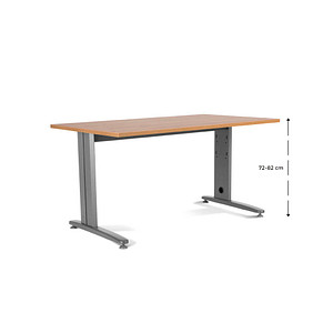 rocada METAL höhenverstellbarer Schreibtisch eiche rechteckig, T-Fuß-Gestell grau 160,0 x 80,0 cm von rocada