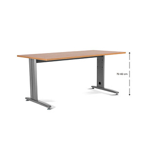 rocada METAL höhenverstellbarer Schreibtisch eiche rechteckig, T-Fuß-Gestell grau 180,0 x 80,0 cm von rocada