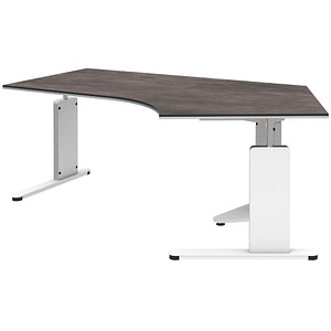 röhr Imperia höhenverstellbarer Schreibtisch quarzit Bogenform, C-Fuß-Gestell weiß 217,0 x 114,0 cm röhr Imperia höhenverstellbarer Schreibtisch quarzit Bogenform, C-Fuß-Gestell weiß 217,0 x 114,0 cm von röhr
