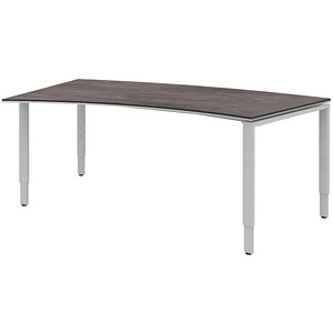 röhr Imperia höhenverstellbarer Schreibtisch quarzit Trapezform, 4-Fuß-Gestell silber 200,0 x 80,0/100,0 cm von röhr