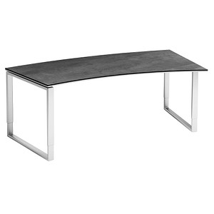röhr Imperia höhenverstellbarer Schreibtisch quarzit Trapezform, Kufen-Gestell silber 200,0 x 80,0/100,0 cm röhr Imperia höhenverstellbarer Schreibtisch quarzit Trapezform, Kufen-Gestell silber 200,0 x 80,0/100,0 cm von röhr