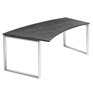 röhr Imperia höhenverstellbarer Schreibtisch quarzit Trapezform, Kufen-Gestell silber 200,0 x 80,0/100,0 cm röhr Imperia höhenverstellbarer Schreibtisch quarzit Trapezform, Kufen-Gestell silber 200,0 x 80,0/100,0 cm von röhr