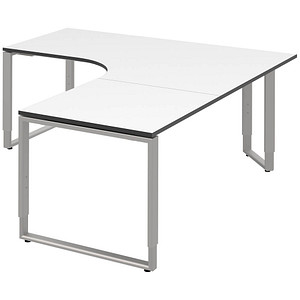 röhr Imperia höhenverstellbarer Schreibtisch weiß L-Form, Kufen-Gestell silber 180,0 x 80,0/200,0 cm röhr Imperia höhenverstellbarer Schreibtisch weiß L-Form, Kufen-Gestell silber 180,0 x 80,0/200,0 cm von röhr
