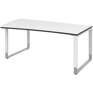 röhr Imperia höhenverstellbarer Schreibtisch weiß Trapezform, Kufen-Gestell weiß 180,0 x 80,0/100,0 cm von röhr