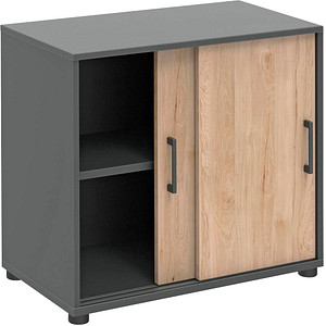 röhr Schiebetürenschrank direct.office, 859H231000 hickory 1 Fachboden 80,4 x 42,5 x 74,0 cm von röhr