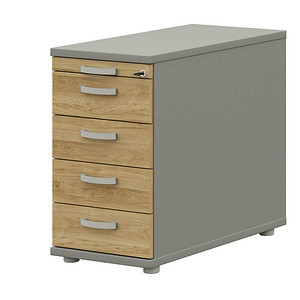 röhr Techno Standcontainer grau, hickory-eiche 5 Auszüge 43,0 x 80,0 x 72,0 - 78,0 cm von röhr